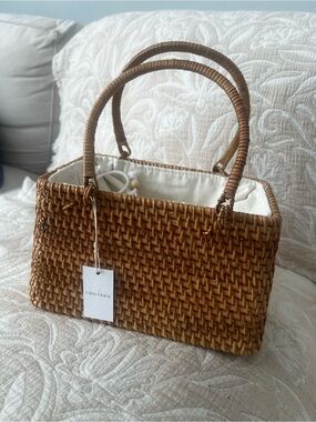 Casa Clara Tan Woven Tote with Cream Lining